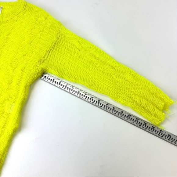 Anthropologie The Posey Stitchy Distressed Sweater Small neon green cable knit - Picture 11 of 16
